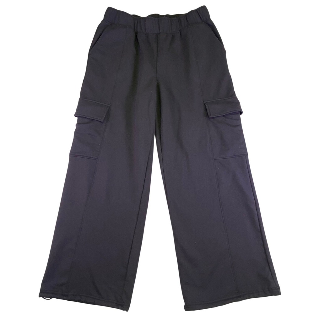 Avia Sweatpants Mens Large Black Cargo Wide Leg Fleece Lined Gorpcore Athleisure